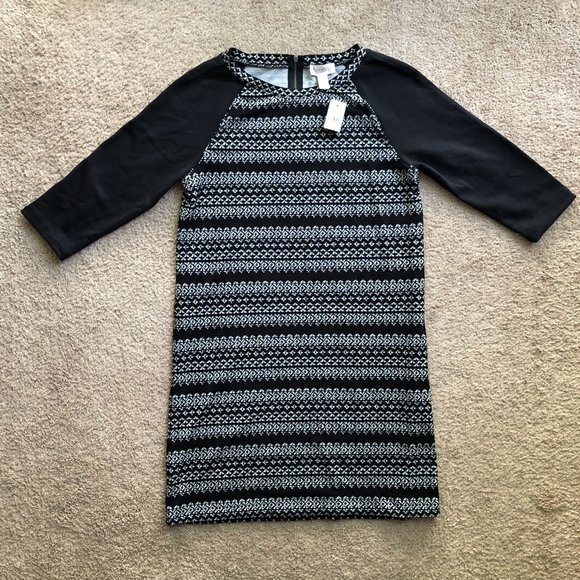 NWT Loft Outlet Geometric Striped T-Shirt Dress, Small, Poly/Rayon/Spandex